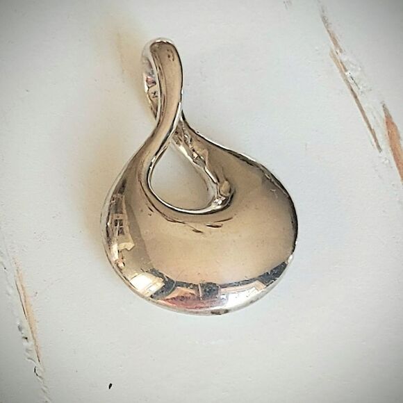 Vintage Zina Sterling Silver Twist Pendant Stylized Slide Infinity Pendant - Picture 1 of 9